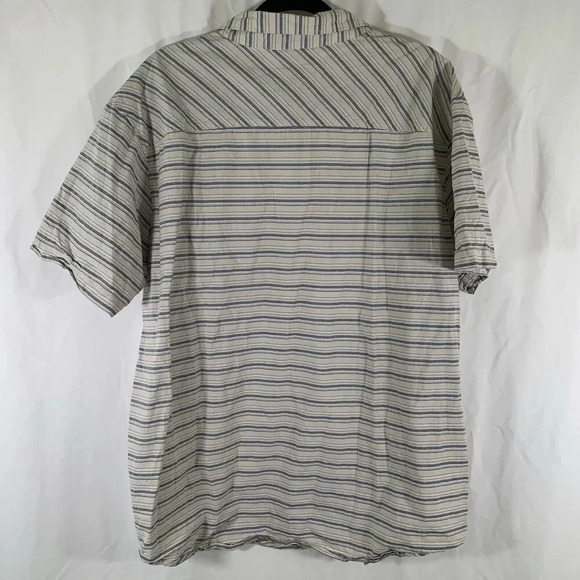 Columbia Button Up Shirt Men's XL White Grey Striped Short Sleeve Regular - Picture 7 of 7